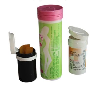 Custom White Effervescent Tube With Desiccant Stopper For Vitamin C Tablets Tubes