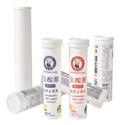 Empty White Straight Packaging Candy Tube for Vitamin C Pills and Effervescent Tablets