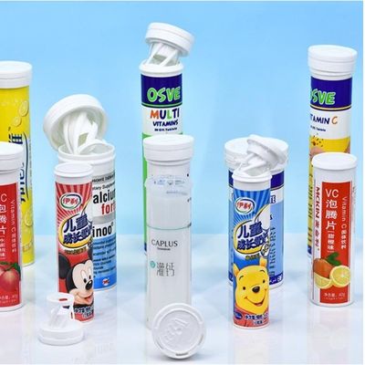 VC Effervescent Tablets Twist Lock Plastic Empty Tube for Custom Logo and Biodegradable