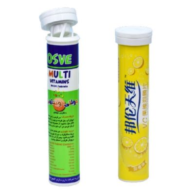 Effervescent Vitamin Tablet Bottles in White Plastic with Spiral Cap and Desiccant