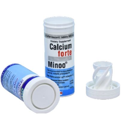 Food Grade PP Plastic Effervescent Tablet Tube Bottle with Custom White Print and Cap