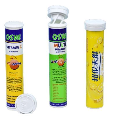 Effervescent Tablet Packaging 24mm PP Empty Plastic Tubes with Dessicant and Vitamin C